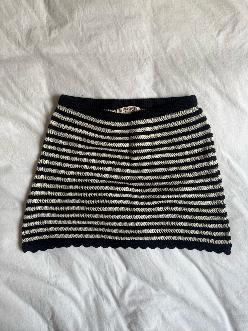 Striped Black and White Knit Mini Skirt